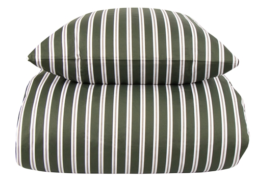 Dobbelt sengetøj 200x220 cm - 100% Blødt bomuldssatin - Stripe green - By Night - Stribet sengesæt