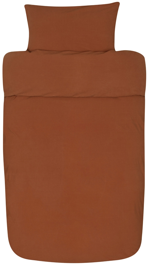 Sengetøj til dobbeltdyne 200x220 cm - Ensfarvet Terracotta sengesæt - Høie sengesæt i 100% stenvasket bomuld