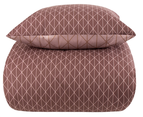 Sengetøj 140x200 cm - Harlequin peach - Dynebetræk med 2 design i 100% Bomuld - Borg Living sengesæt